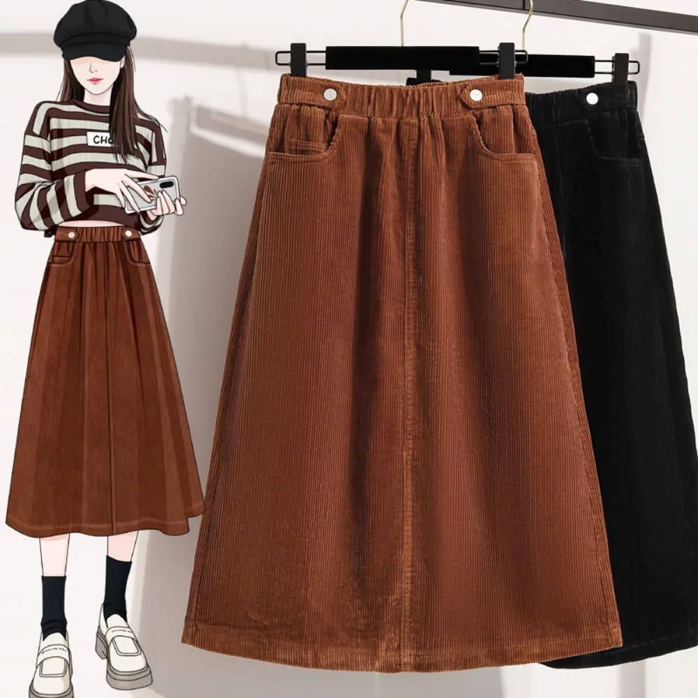 

Casual chic corduroy loose Skirts Korean Fashion Office Lady Basics Autumn Winter Plus Size Clothing