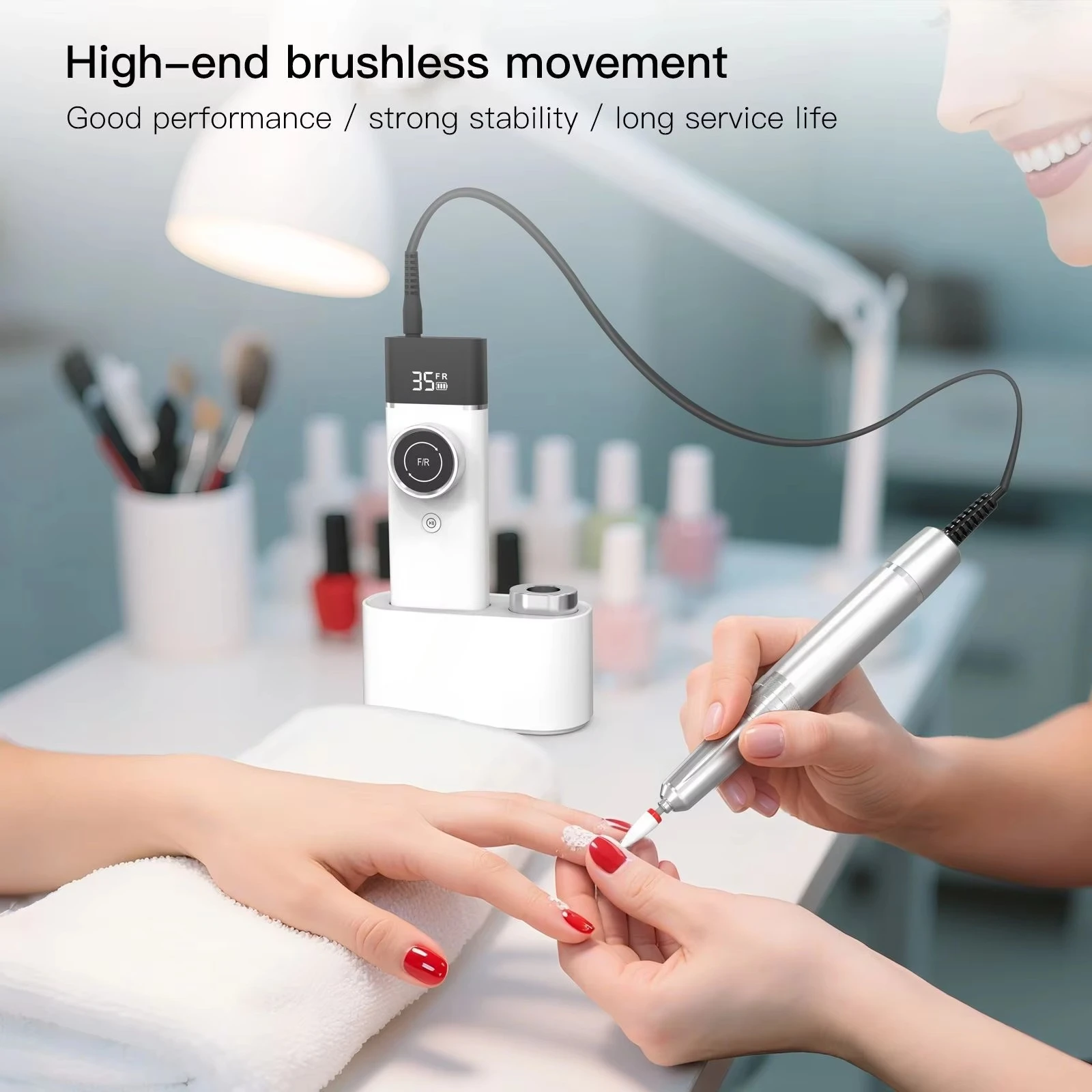 Brushless Nail Drill USB Rechargeable 35000RPM Portable Luxury Electric Nail File Multifunctional Nail Pedicure Machine
