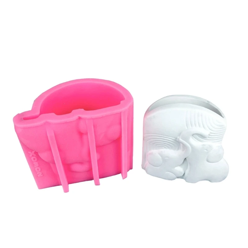 Home Decorative Silicone Elephant Planter Mold for Crafting Concrete Pots N2UE