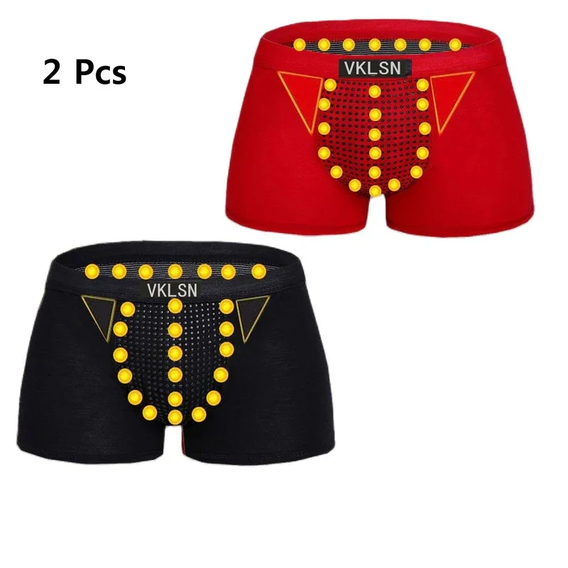 

2 Pcs New Panties Men's Underwear Ice Silk Breathable Men's Sexy Underwear Magnetic Therapy Boxer