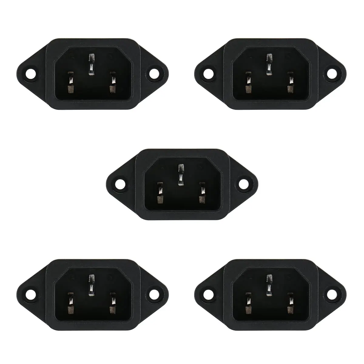 5 peças 3p iec320 c14 tomada elétrica ac macho painel de tomada de entrada de energia conectores ac 250v 10a