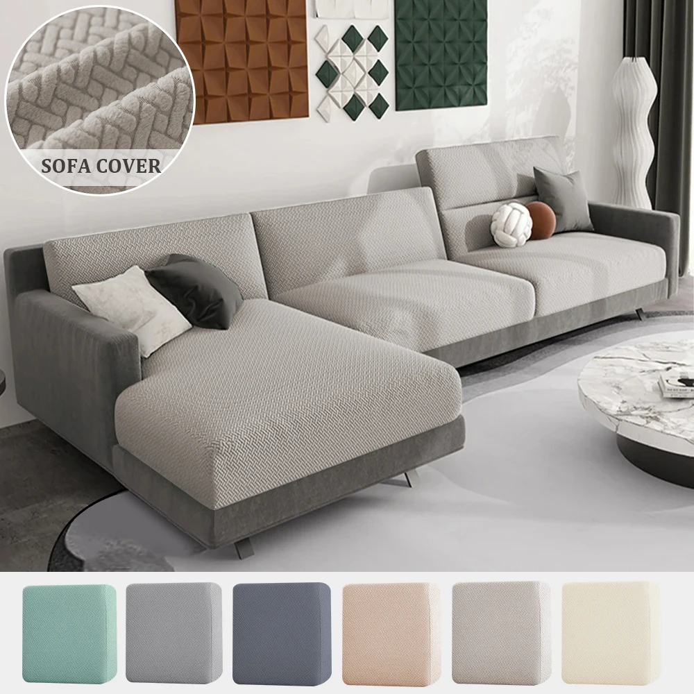 Twill-Jacquard Sofabezüge Elastisch Einfarbig Ecksofa-Sitzbezug Abnehmbarer Weicher Dicker Sofabezug Wohndekor 1 Stück