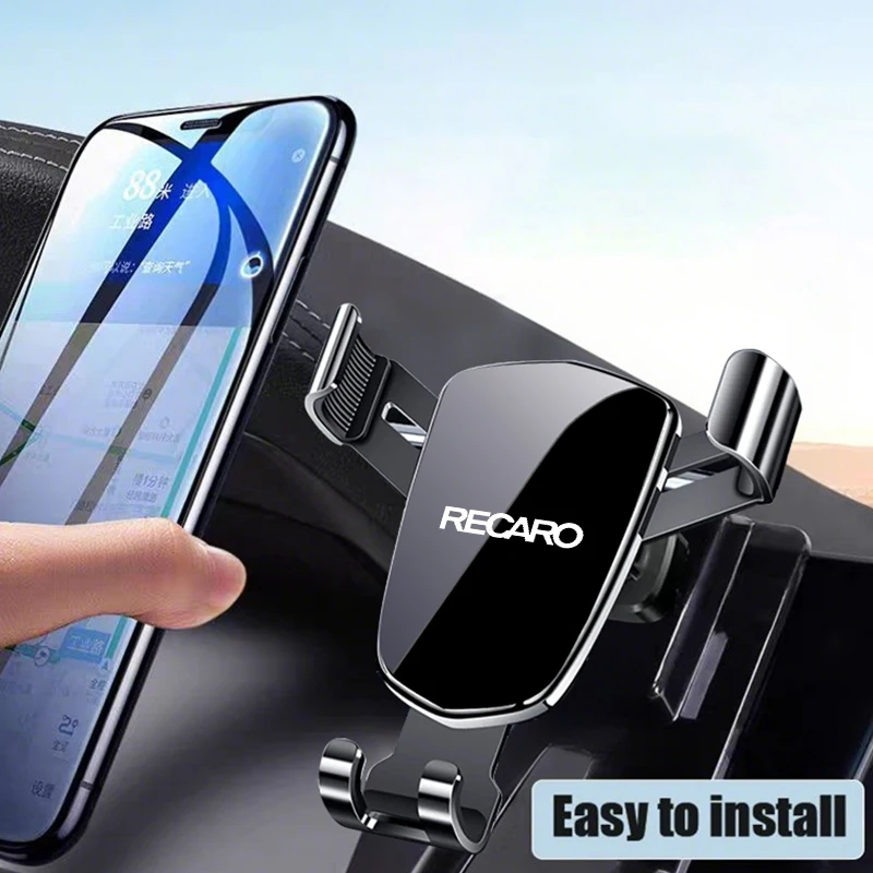 Car Gravity Phone Holder Metal GPS Mount Mobile Support Accessories For Recaro Racing Auto Accessories