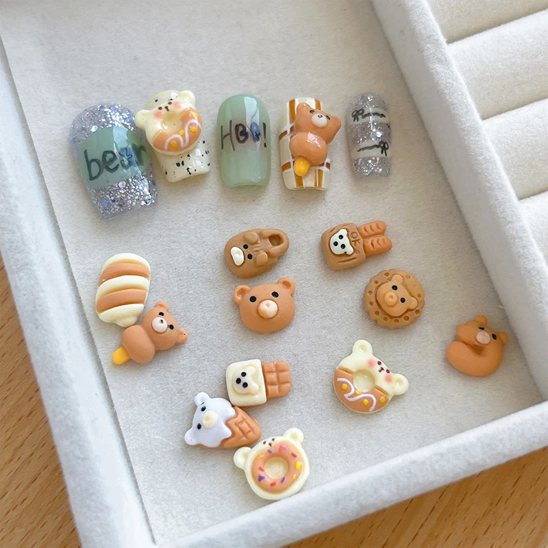 Cartoon biscuit nail decoration, jewelry simulation food, cute ice cream donut nail accessories