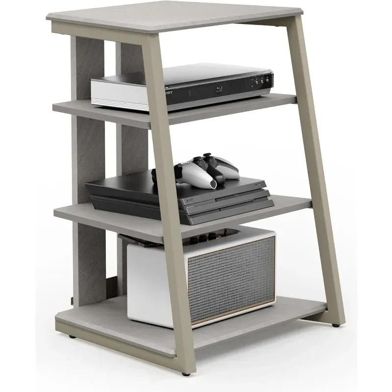 

2025 home. Design 4-Tier AV Media Stand Corner Shelf Stand Wooden Corner Shelves Component Cabinet Stereo Rack Audio Tower with