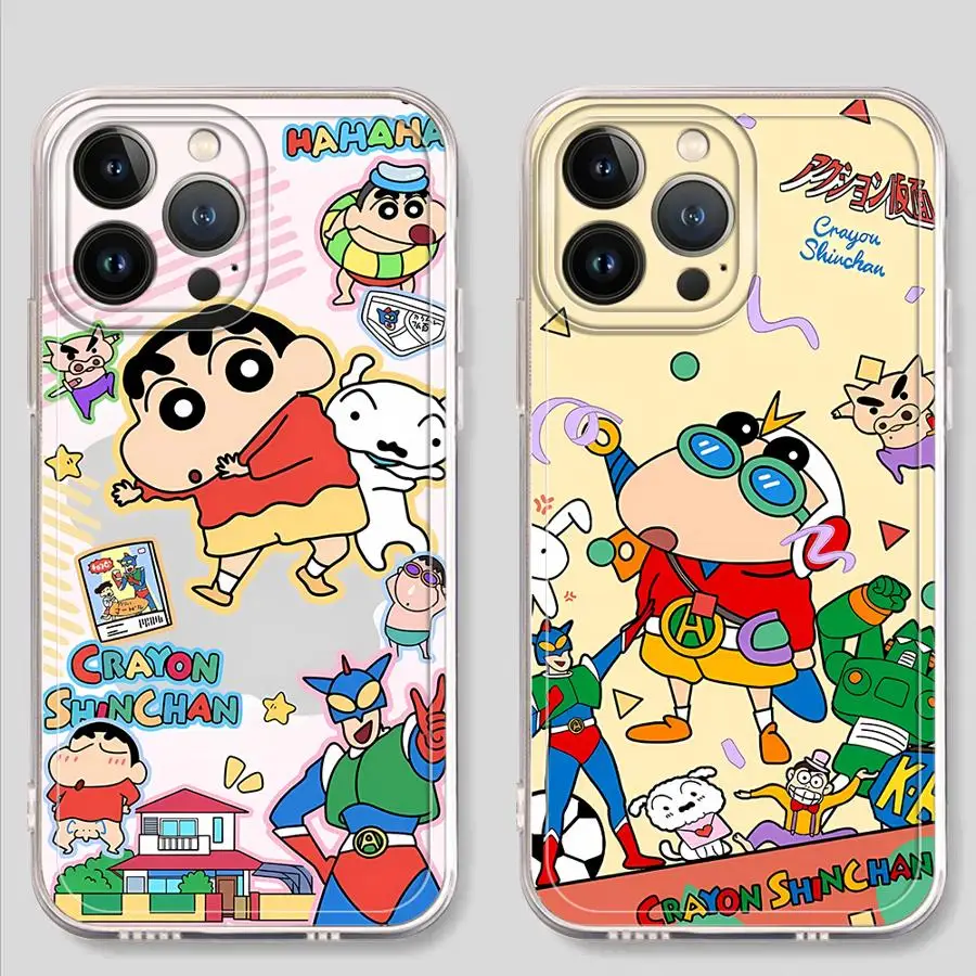 Weiche Handyhülle für iPhone 17 Pro Max 7 8 15 XR 16 12 Mini 11 XS Max 13 Pro Air 14 Plus – Crayon Shin-chan Anime