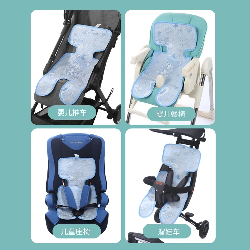 Asiento de seda de hielo para cochecito de bebé, asiento Universal fresco para silla de comedor, transpirable, paraguas para niños