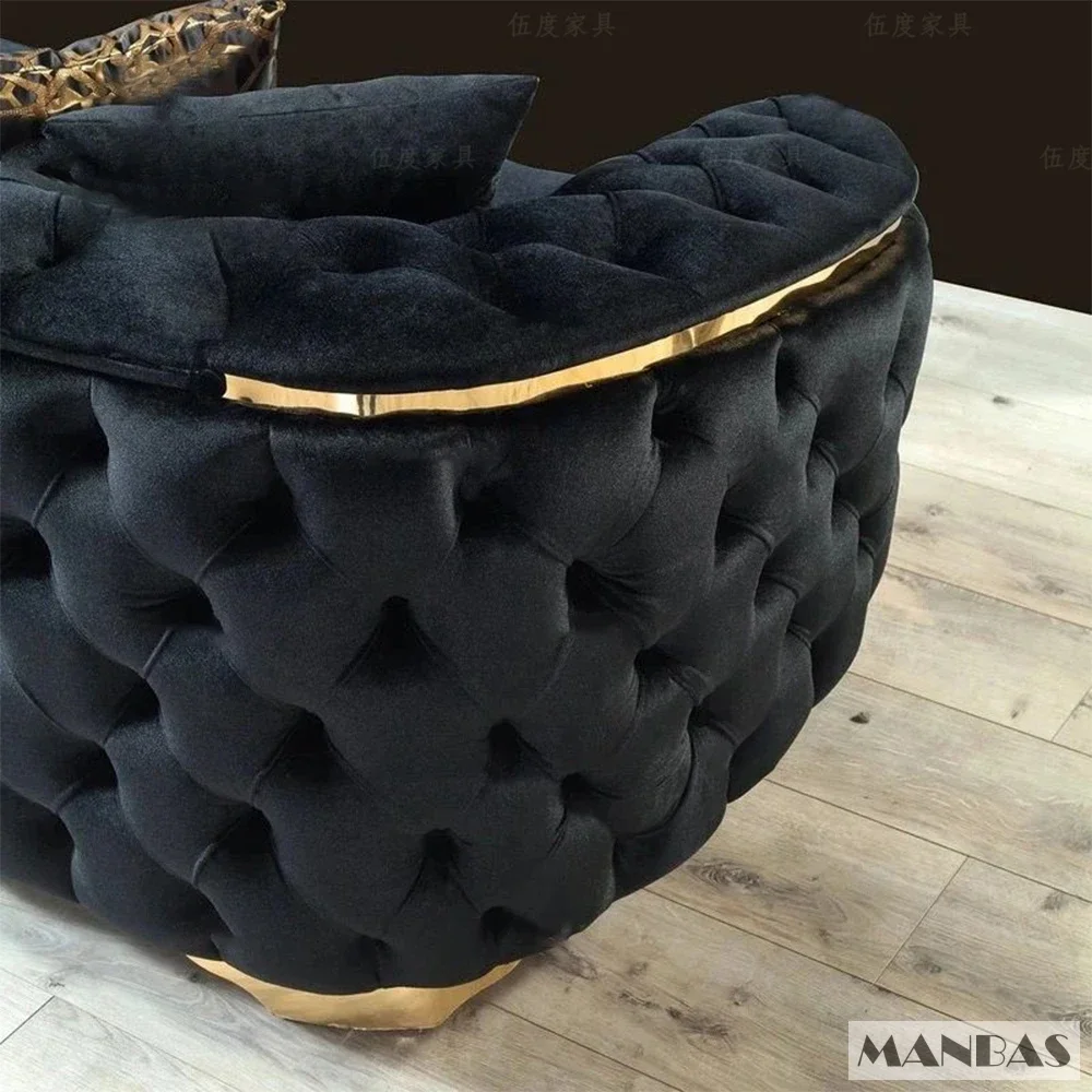 MANBAS Klasyczna sofa segmentowa Chesterfield z przyciskami materiałowymi i modułową kanapą z tkaniny do siedzenia w salonie Meble domowe