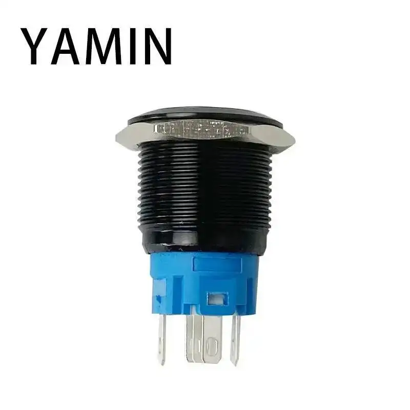 16/19/22mm preto escudo metal botão interruptor personalização 3-6v 12-24v 220v redefinir/luz de travamento à prova dwaterproof água para carro rv caminhão