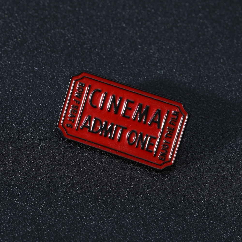 New Cinema Admit One Ticket Brooches Enjoy The Film Metal Lapel Pins For Women Fans Men Coat Blouse Bag Badge Anniversary Gift