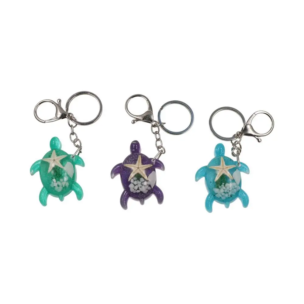 Glow-in-the-dark Little Turtle Keychain Colorful Cartoon Tortoise Luminous Turtle Key Ring Korean Style Starfish