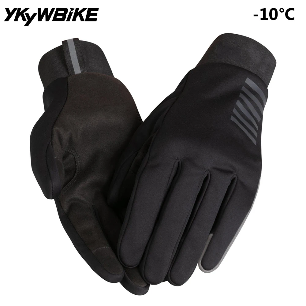 YKYWBIKE Cycling Gloves & Mittens Thermal Fleece Bicycle Gloves Full Finger Winter Warmth Waterproof Windproof Sports Gloves
