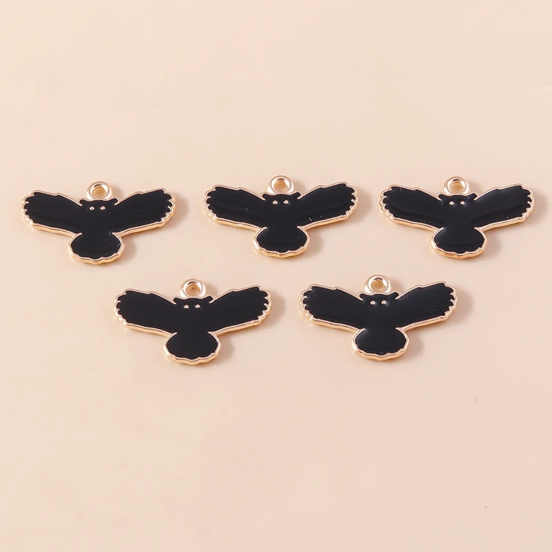 20 Stück 23x14mm Cartoon-Tieranhänger, emaillierte schwarze Eulenanhänger für die Schmuckherstellung, Halsketten, Ohrringe, DIY-Bastelzubehör ﻿ – Detail 7