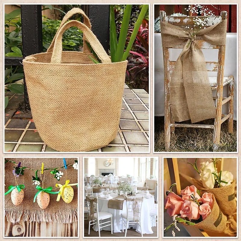 2M/Rolle Natürlichen Vintage Jute Band Bogen Handwerk Nähen DIY Hochzeit Jute Burlap Fabric Geschenk Verpackung Party Weihnachten wohnkultur