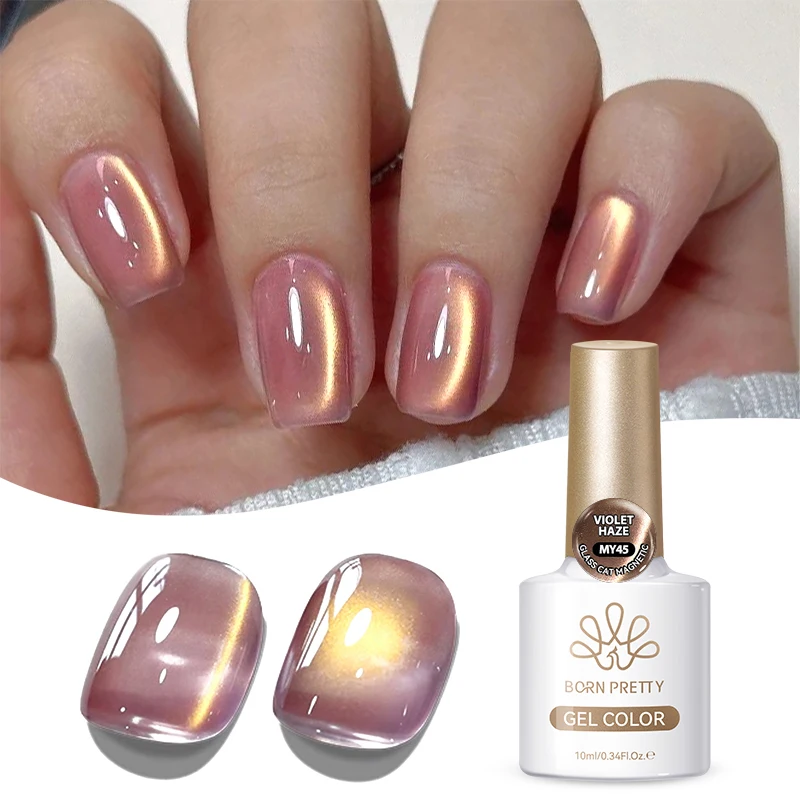 BORN PRETTY 10 ml Pink Gold Lignt Cat Magnetic Gel Ultra Shine Shimmer Semi Permanent Soak Off UV Gel Maniküre Nail Art Lack