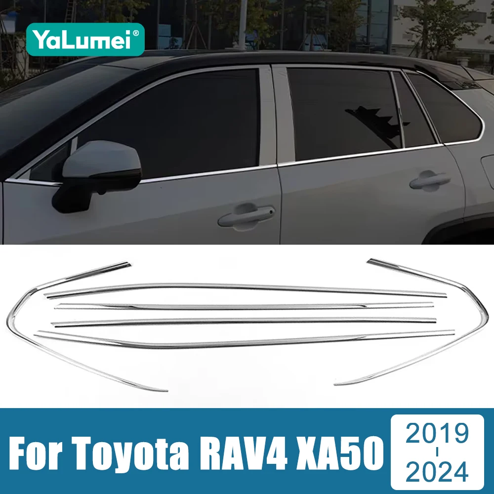 

Для Toyota RAV4 RAV 4 XA50 гибридная 2019 2020 2021 2022 2023 2024 Автомобильная нержавеющая оконная стойка столбик полоса отделка наклейки