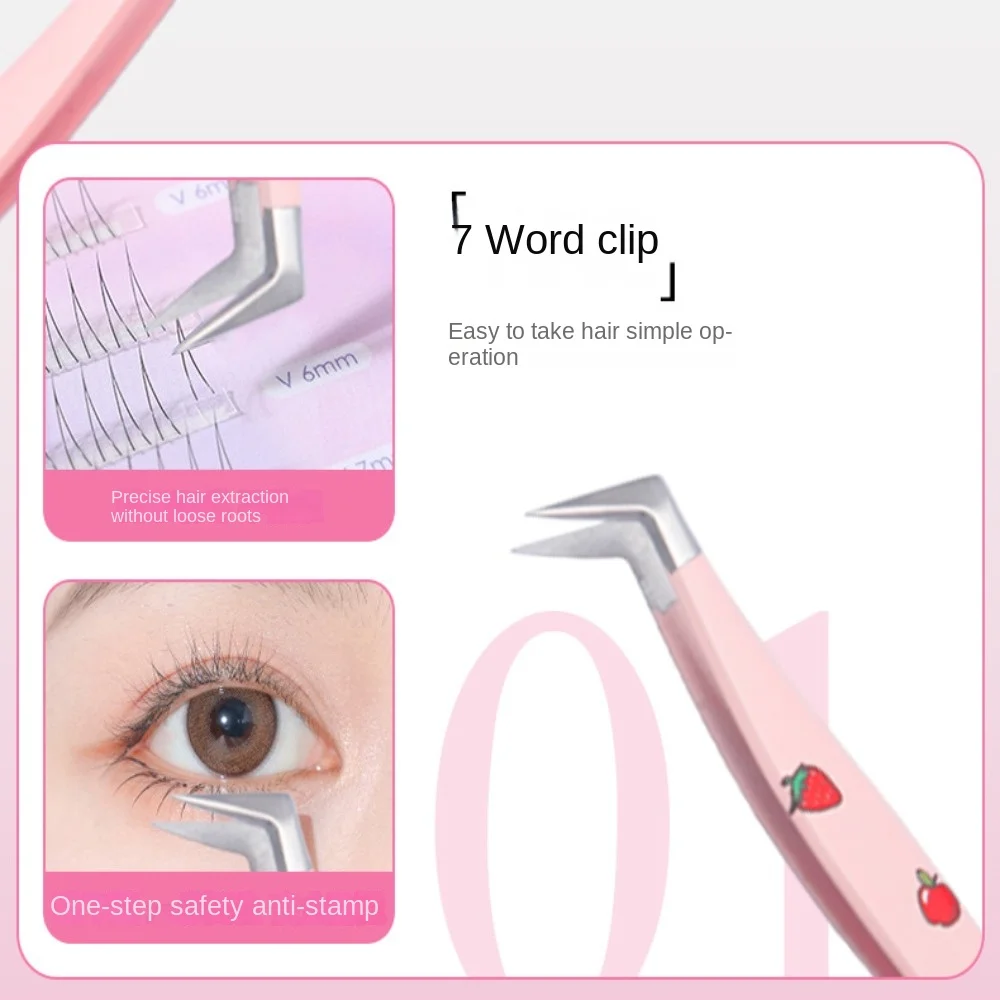 7 Types False Eyelash Tweezers Stainless Steel Pincet Curved Strip 3D Lashes Extension Tweezer Anti-static Makeup Tools