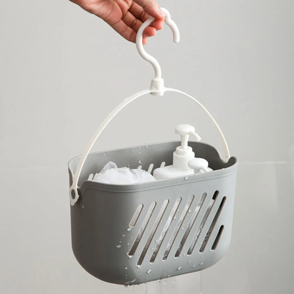 

4pcs Hanging Set Wall Shower Portable Baskets Plastic Storage Grey White Bathroom Organizer Portable