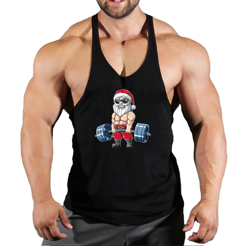 Bodybuilding Tank Tops Men Cotton Sleeveless Shirt Gym Fitness Training Clothes Stringer Singlet Male Summer Casual Printed Vest