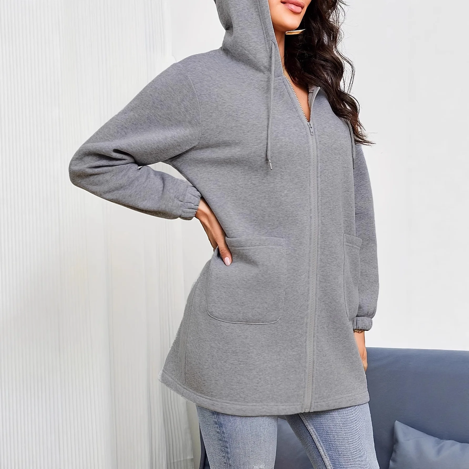 2025 moletom hoodies y2k outono inverno versátil com capuz jaqueta com zíper bolso feminino cor sólida solto casual moletom jaqueta