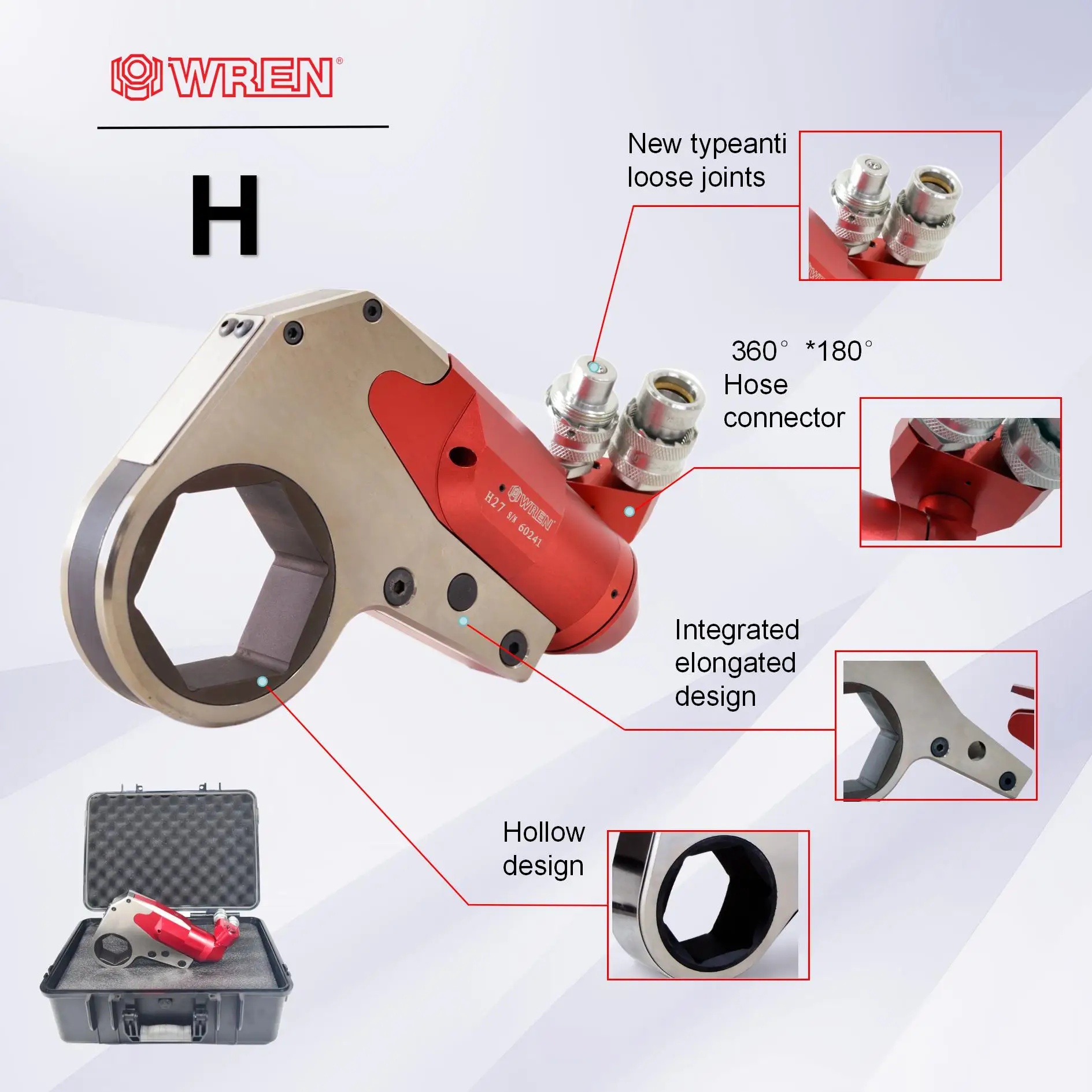 High Accuracy Lightweight Aluminum Titanium Alloy H Series H54 Low Profile Wrench Torque WREN Hydraulic Tools