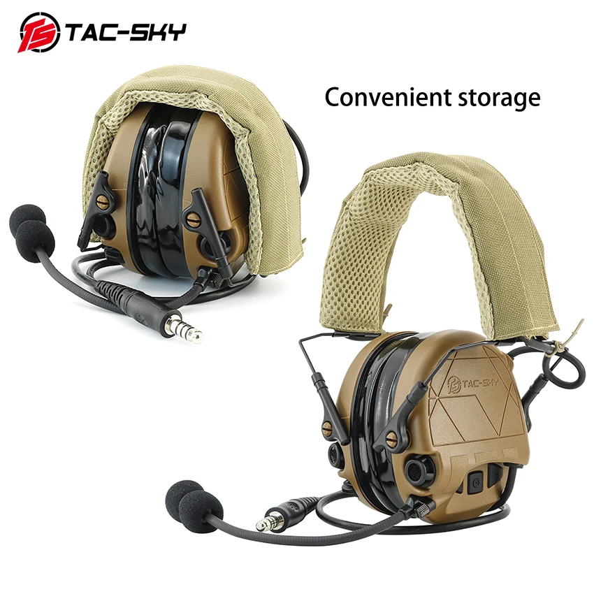 TS TAC-SKY TAC301 سماعة رأس تكتيكية واقي أذن رياضي خارجي للصيد والرماية سماعة رأس لاسلكية لـ Airsoft مع U94 V2PTT