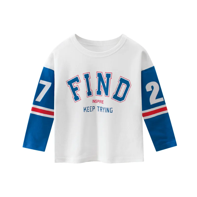 2024 Spring Children T-shirts for Boys Girls Clothes Fashion Letter Cotton Long Sleeve Tops Baby Girls Bottoming Shirts  Kids