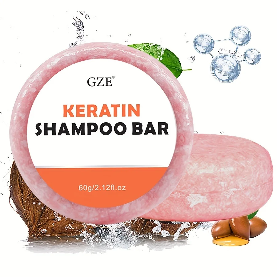 Keratin Shampoo Bar Soap - Salon Thickening for Dry, Damaged, Curly, Frizzy, Straight or Color Treated Hair - Anti Frizz Formula