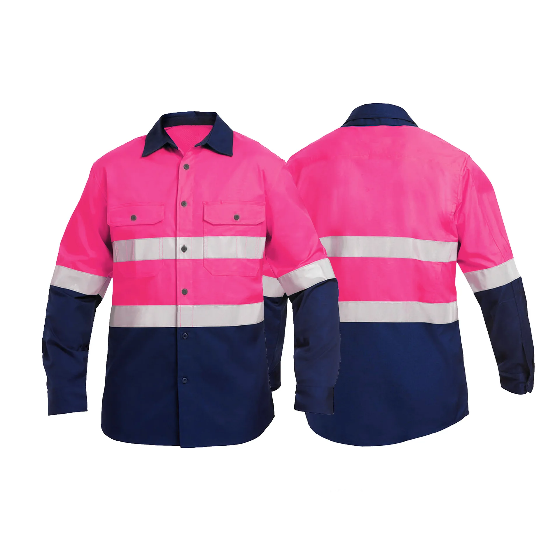 Hi Vis cotton safety Work clothing High Visibility working shirt reflective stripes working uniforms Mechanics repairman shirt