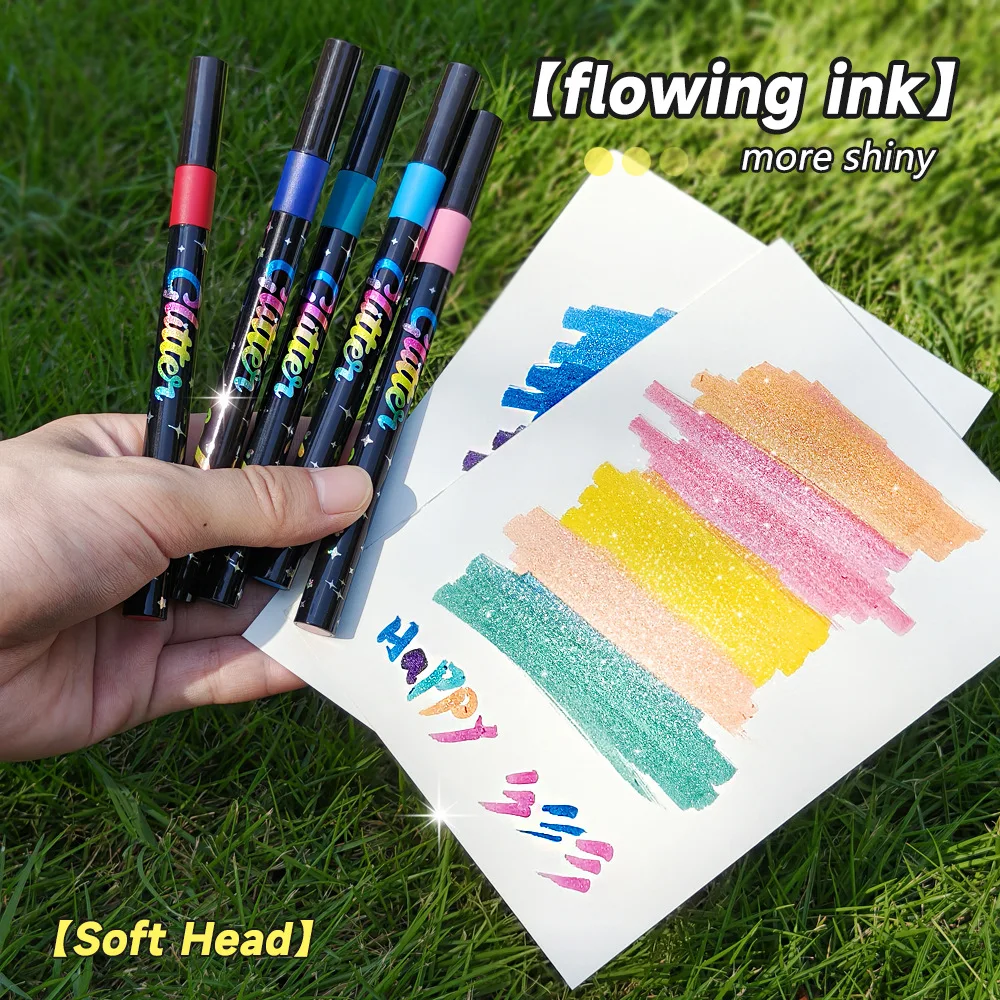 48 لونًا من أقلام التحديد الفنية اللامعة المعدنية، أقلام تحديد الطلاء اليدوية، بطاقات عيد الميلاد، صنع الملصق، الألبوم #4