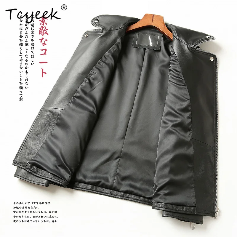 Tcyeek Strato superiore in pelle di pecora Primavera Autunno Colletto nero del vestito Dimagrante Giacca in vera pelle da donna alla moda Жaki Julaiжаusus Куртка