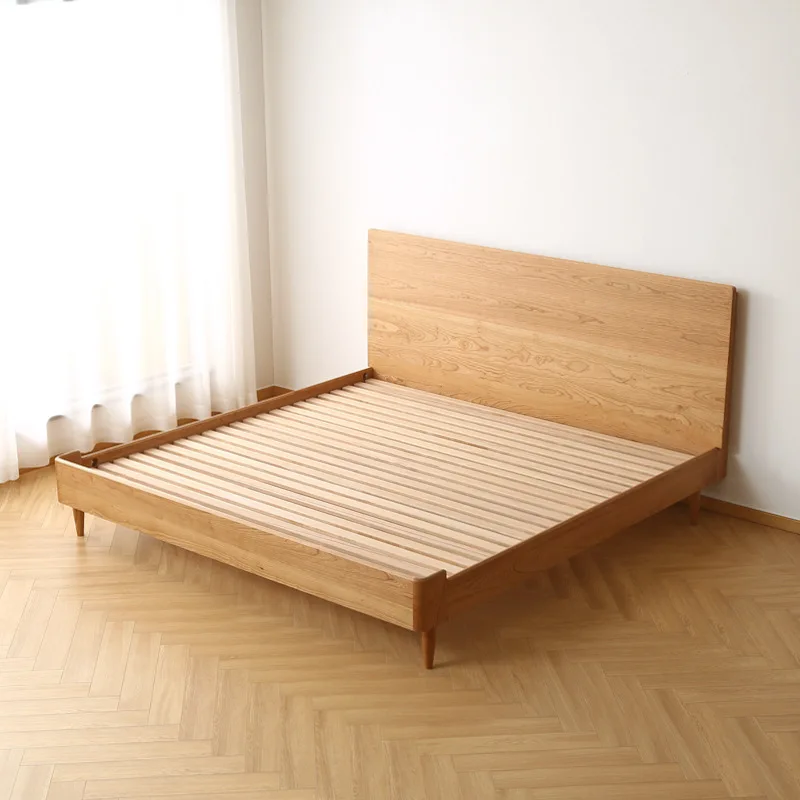 

Customizable Nordic Japanese-style simple walnut suspension bed handmade tenon and mortise master bedroom wedding bed