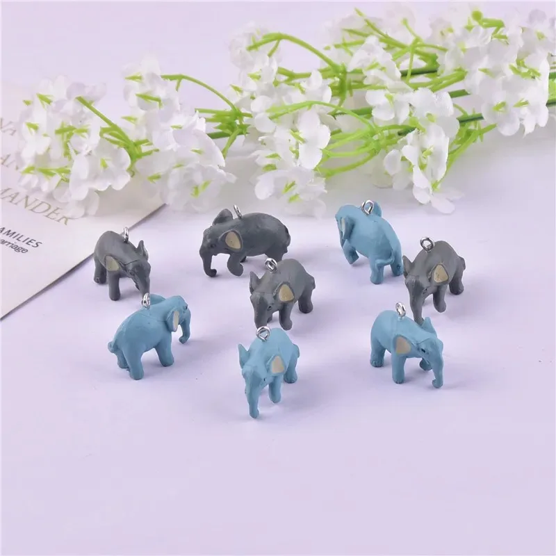 8pcs/set Fashion 3D Elephant Plastic Charms Pendant For DIY Jewelry Keychain Making Craft DIY