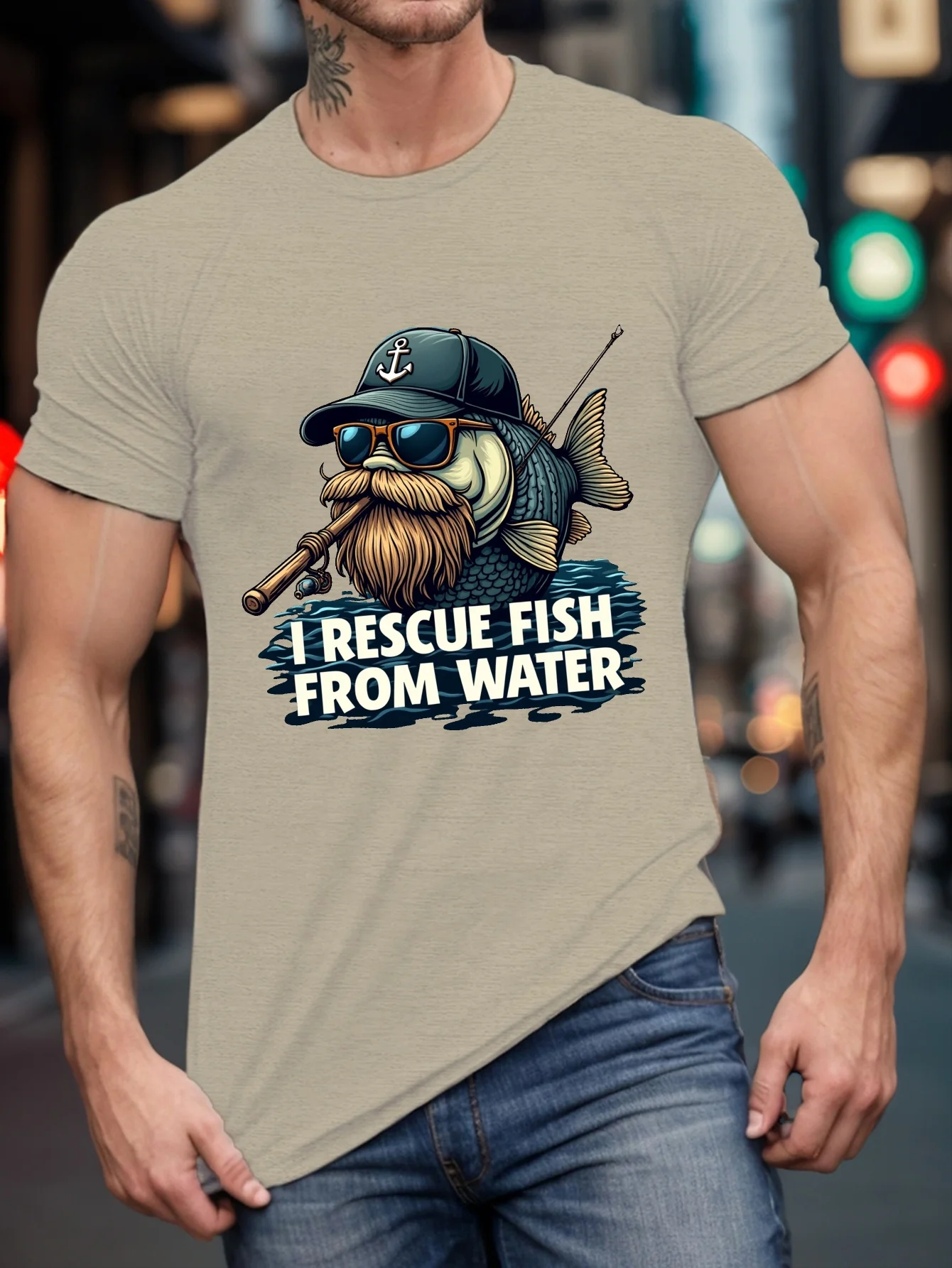 تي شيرت صيد السمك الممتع، "أنا أنقذ الأسماك من الماء" بشعار وخطاف، كاجوال بأكمام قصيرة ورقبة دائرية، قميص صيفي للسيدات في الهواء الطلق