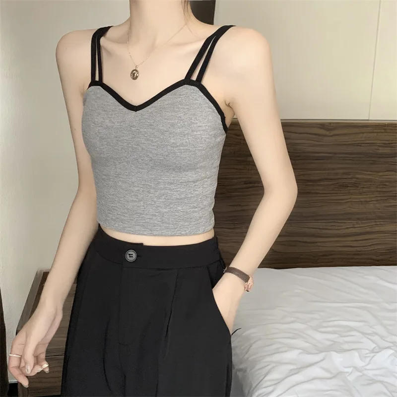 Yoga Clothes Tanks Camis Vest Fashion High Street V-Neck Ladies Street Tanks Tops Tees Hotsweet Removable chest pad B3391