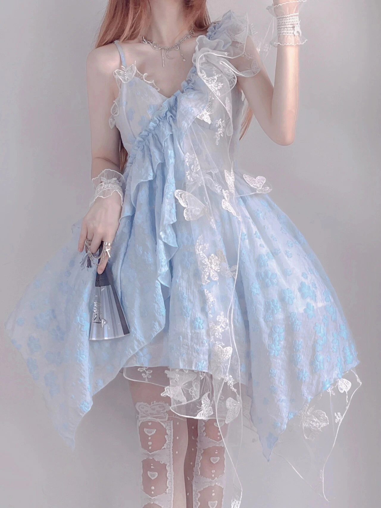 

Blue Dress Summer Girl Irregular Skirt