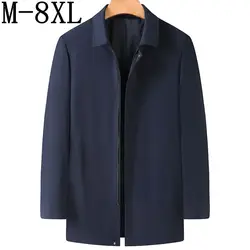 8XL 7XL 6XL 2023 New Long Windbreaker Casual Loose Design Trench Coat Men Fashion England Style Mens Jackets Spring Fall Outwear