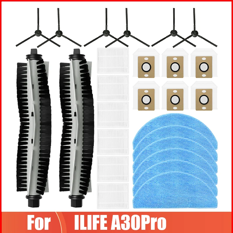Accessories Fit For ILife A30 pro Robot Vacuum Main Brush Side Brush HEPA Filter Mop Cloth Dust Bag Replacement Spare Parts