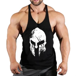 Men's solid color fitness trend print pattern loose thin belt vest breathable and comfortable sleeveless basketball vest