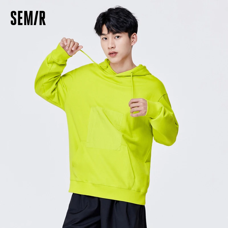 

Semir 2023 Men Sweater Hooded Fashion Contrast Color Letter Printing Casual Top Autumn New Sweater Hooded Clothing for Men