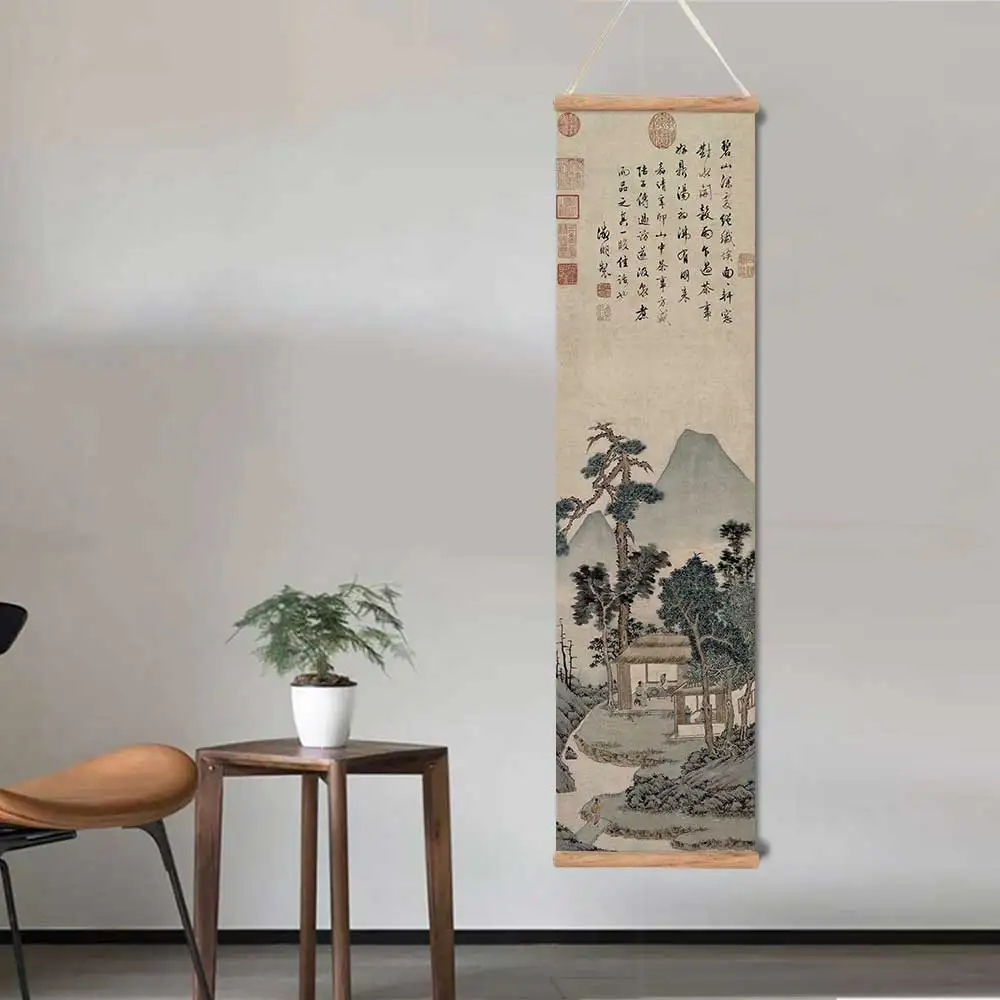 Chinese feng shui ink painting landscape painting traditional classic art souvenir gift wall art hanging scroll painting canvas