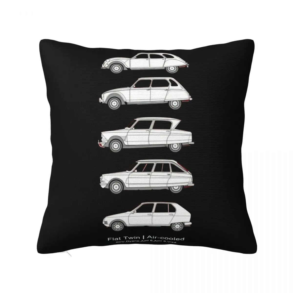 Men Citroen Flat Twin Engined Car Art 2Cv Pillowcase Cushion Black Pillowcase Anime Pillow Home Decor Customizable