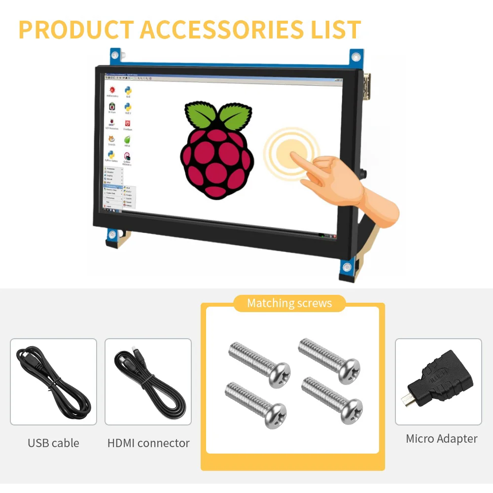 7Inch IPS Screen AIDA64 LCD Display  mini pc Touch HDMI Module 1024 x 600 for Raspberry Pi 3 Pi4 PC monitor moniteur  orange pi