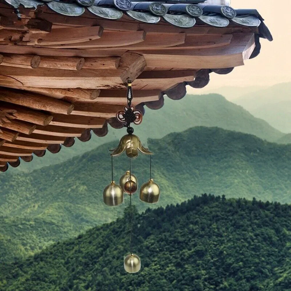 3 Bells Wind Chime Accessories Alloy+Plastic 44cm Bagua Decor Feng Shui Garden Hanging Replacement Spare Parts
