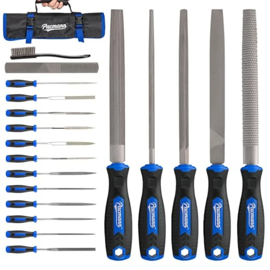 

32PCS Metal File Set Diamond Steel Needle Files Wood Rasp 4 Way Riffler File Sandpapers Wire Brush with Tool Bag for Metal Wood