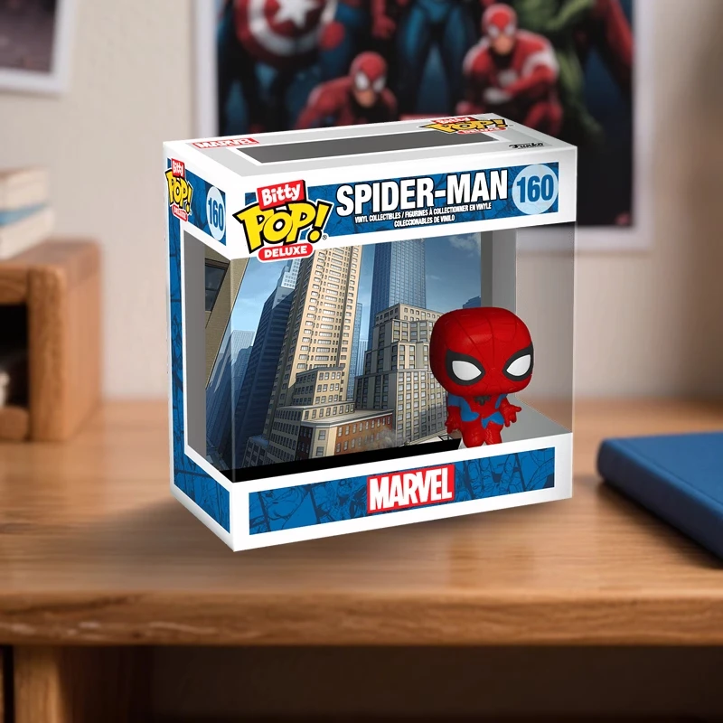 Echte editie FUNKO POP Marvel Hero Spider-Man Stedelijk landschap Actie Desktop Decoratie Ornament Model Speelgoed Collectible Model