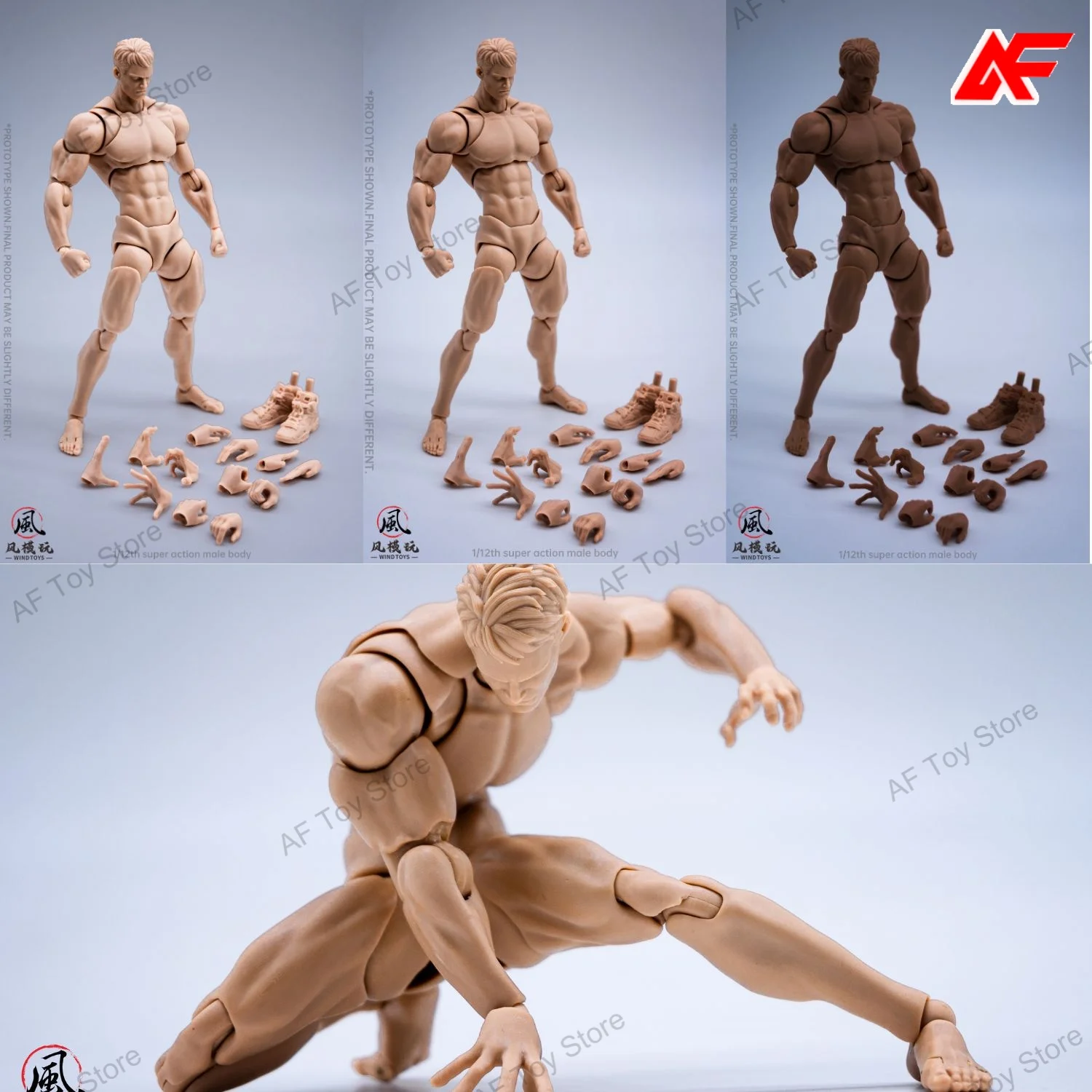 Wind toys 1/12 Scale Male Muscular Body Super Flexible Movable Doll 16cm Action Figure Model Toys