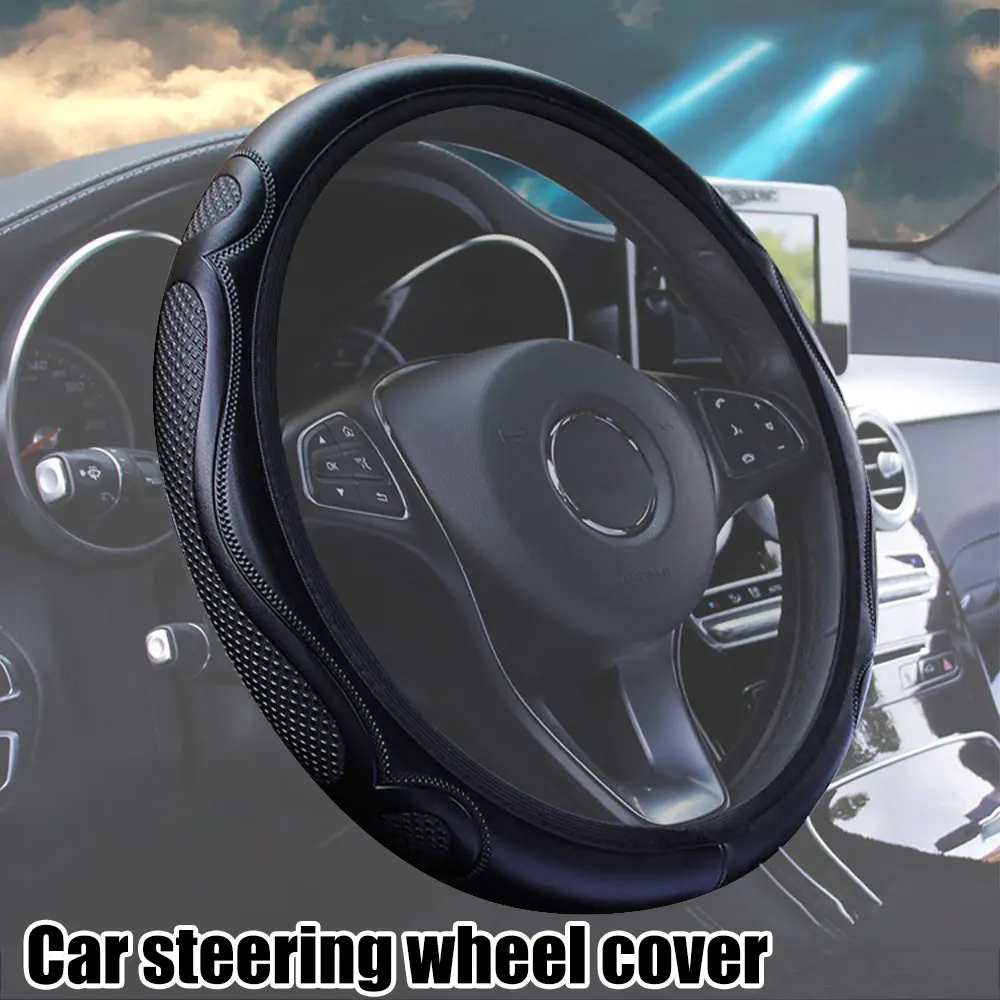 New Car Steering Wheel Cover Artificial Leather Elastic Skidproof Auto Steering- Wheel Embossing Leather Over Car-styling OBD2