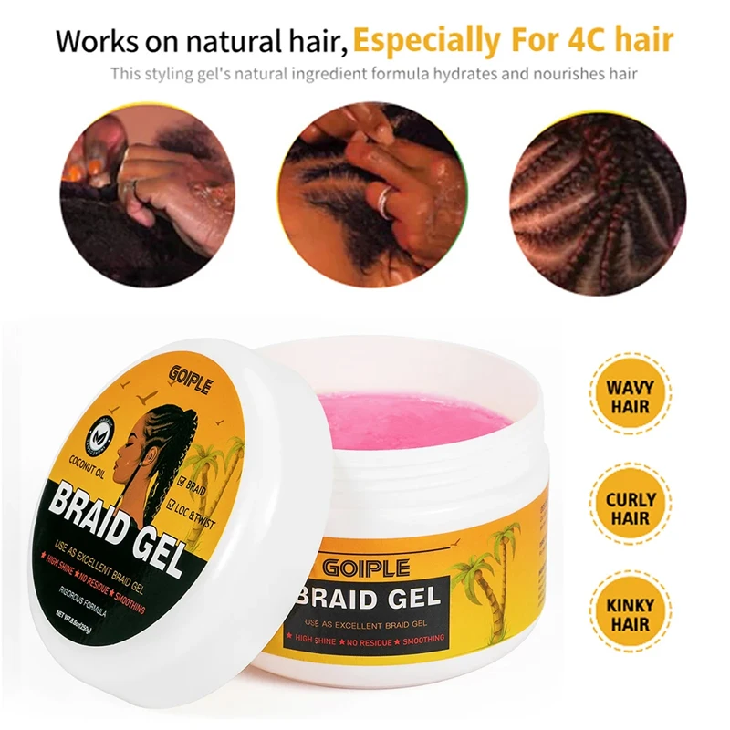 450 g Zopfgel, 24 Stunden, glatter Halt, Flechtpomade, Tames Frizz Hair Styling-Creme für Cornrow Lock und Twist Edge Control Wax