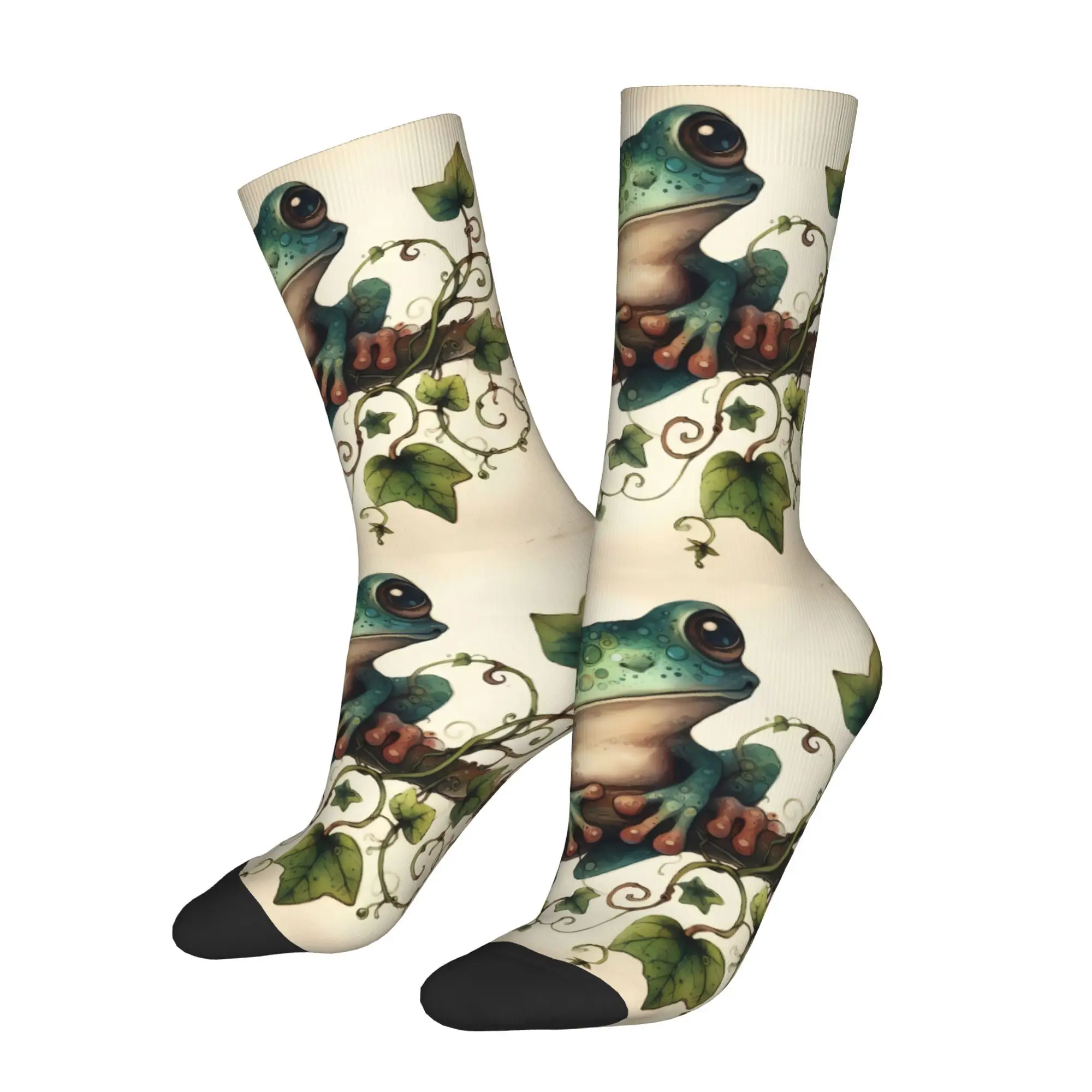 

Whimsical Frog Sock Printed Man Polyester Fashion